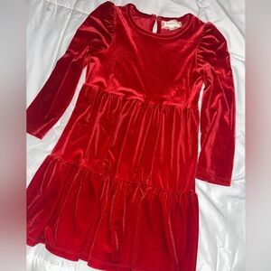 btween Classic Red Velvet Kids Dress